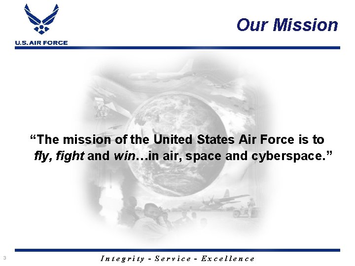 Our Mission “The mission of the United States Air Force is to fly, fight