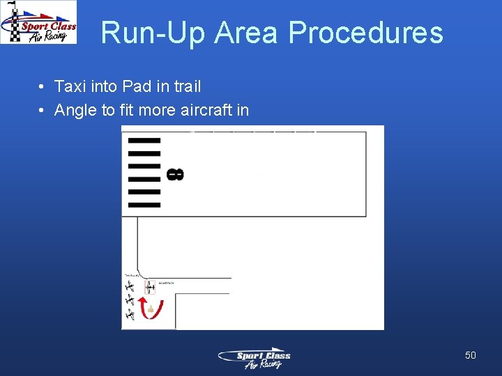 Run-Up Area Procedures • Taxi into Pad in trail • Angle to fit more Run-Up Area Procedures • Taxi into Pad in trail • Angle to fit more