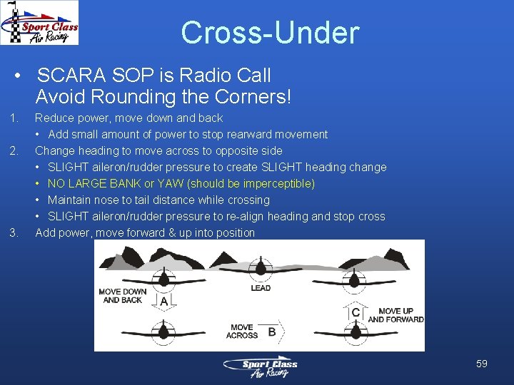 Cross-Under • SCARA SOP is Radio Call Avoid Rounding the Corners! 1. 2. 3. Cross-Under • SCARA SOP is Radio Call Avoid Rounding the Corners! 1. 2. 3.
