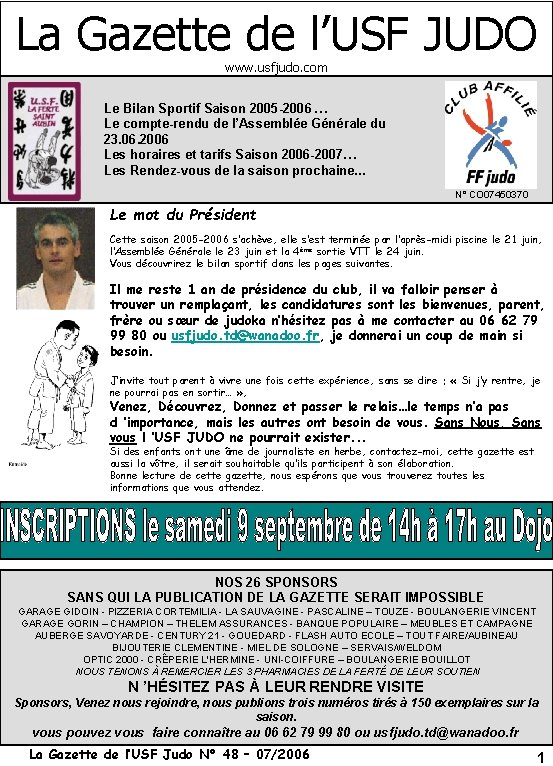 La Gazette de l’USF JUDO www. usfjudo. com Le Bilan Sportif Saison 2005 -2006