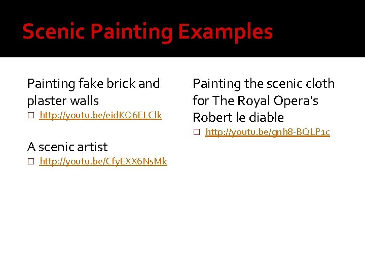 Scenic Painting Examples Painting fake brick and plaster walls � http: //youtu. be/eid. KQ