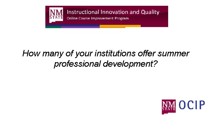 How many of your institutions offer summer professional development? 