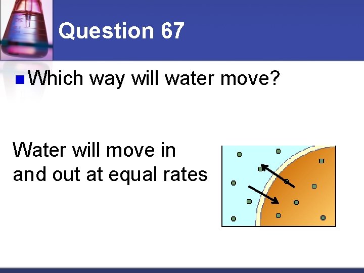 Question 67 n Which way will water move? Water will move in and out