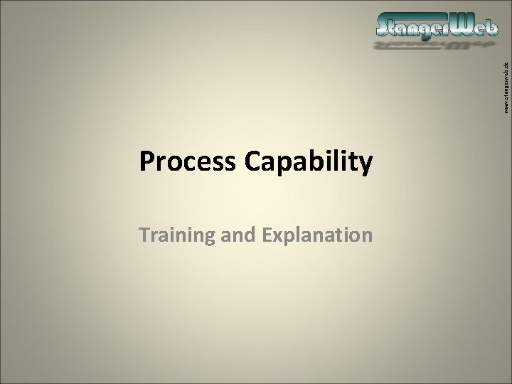 www. stangerweb. de Process Capability Training and Explanation 1 