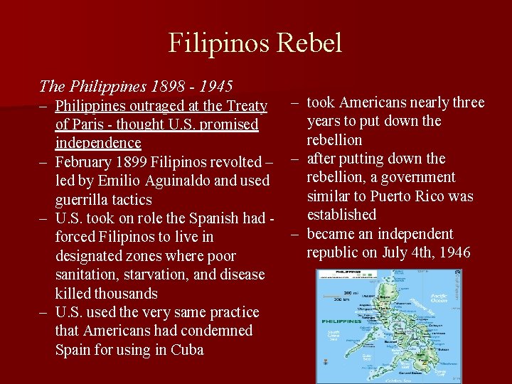 Filipinos Rebel The Philippines 1898 - 1945 – Philippines outraged at the Treaty of