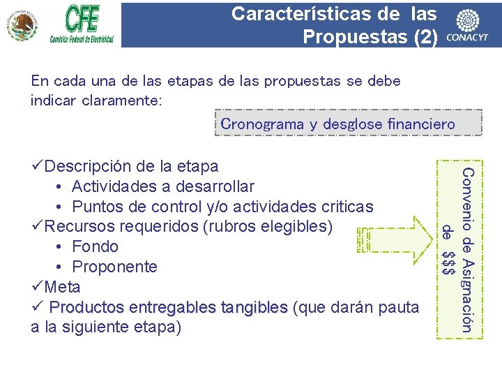 Características de las Propuestas (2) En cada una de las etapas de las propuestas