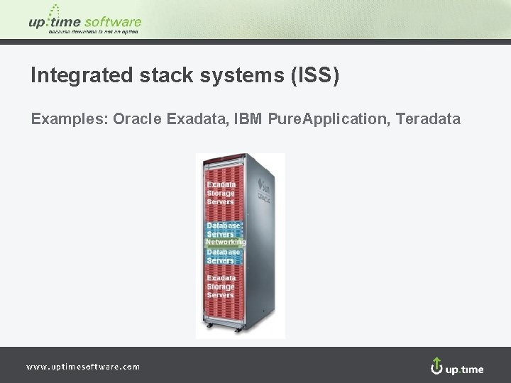 Integrated stack systems (ISS) Examples: Oracle Exadata, IBM Pure. Application, Teradata www. uptimesoftware. com