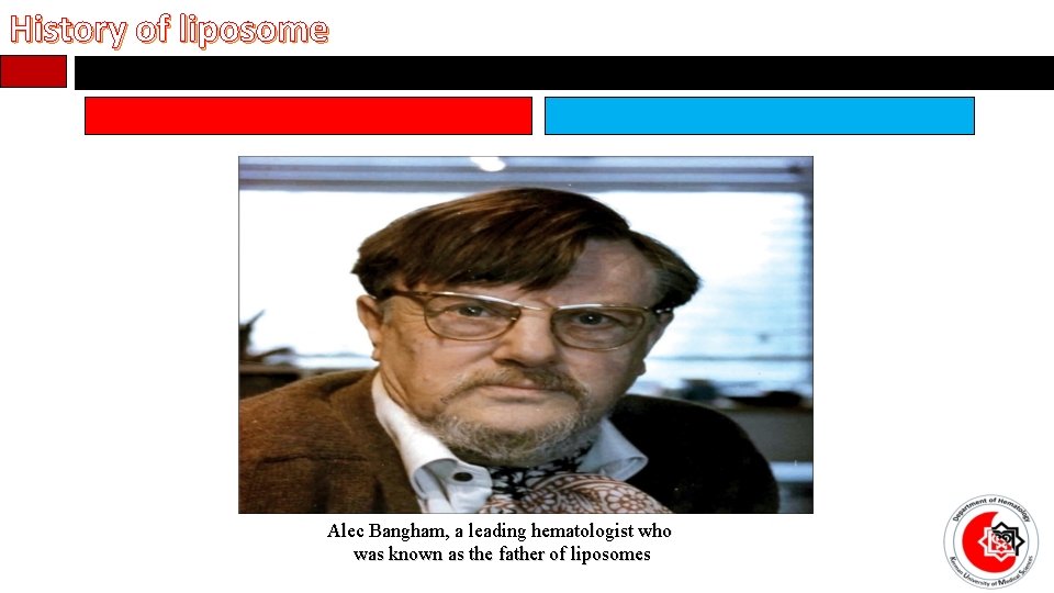 History of liposome Alec Bangham, a leading hematologist who was known as the father