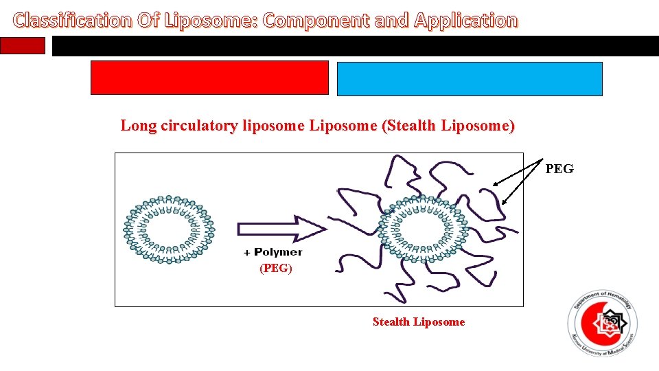 Classification Of Liposome: Component and Application Long circulatory liposome Liposome (Stealth Liposome) PEG (PEG)