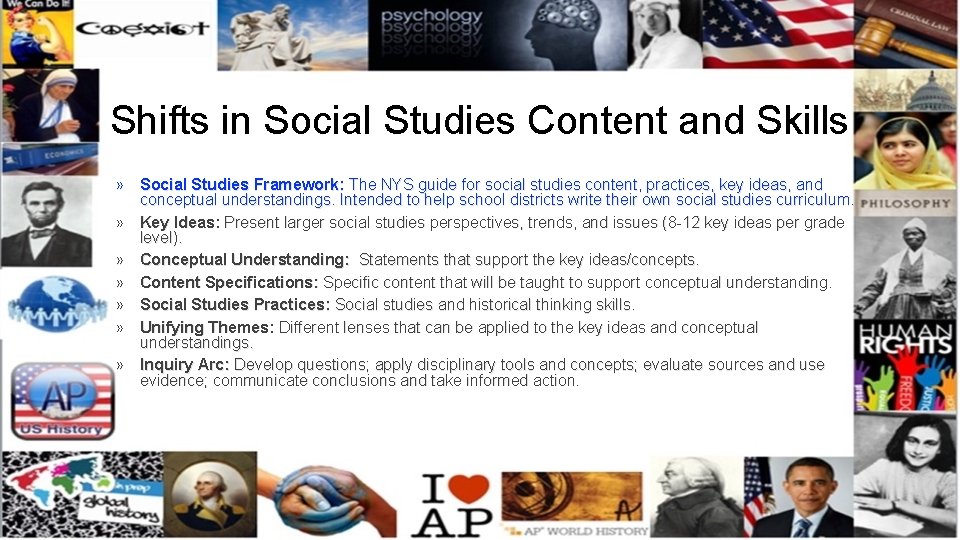 Shifts in Social Studies Content and Skills » Social Studies Framework: The NYS guide