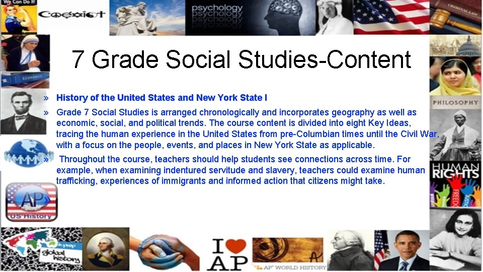 7 Grade Social Studies-Content » History of the United States and New York State
