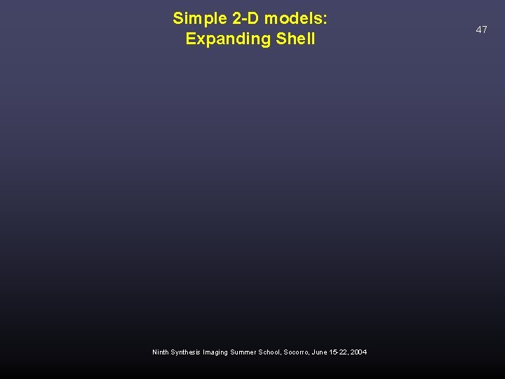 Simple 2 -D models: Expanding Shell Ninth Synthesis Imaging Summer School, Socorro, June 15