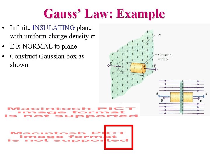 Gauss’ Law: Example • Infinite INSULATING plane with uniform charge density s • E