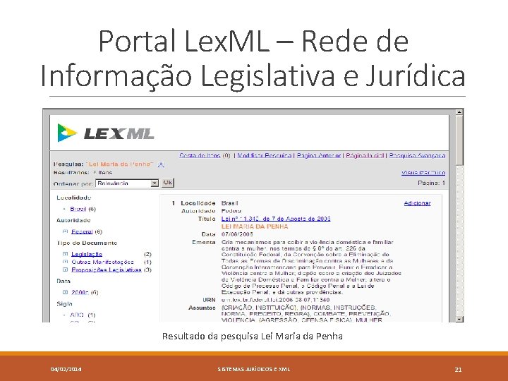 Portal Lex. ML – Rede de Informação Legislativa e Jurídica Resultado da pesquisa Lei
