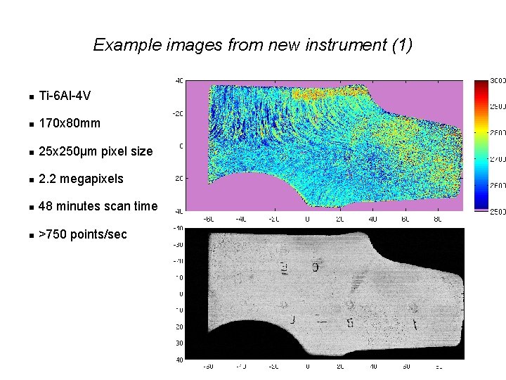 Example images from new instrument (1) Ti-6 Al-4 V 170 x 80 mm 25 Example images from new instrument (1) Ti-6 Al-4 V 170 x 80 mm 25