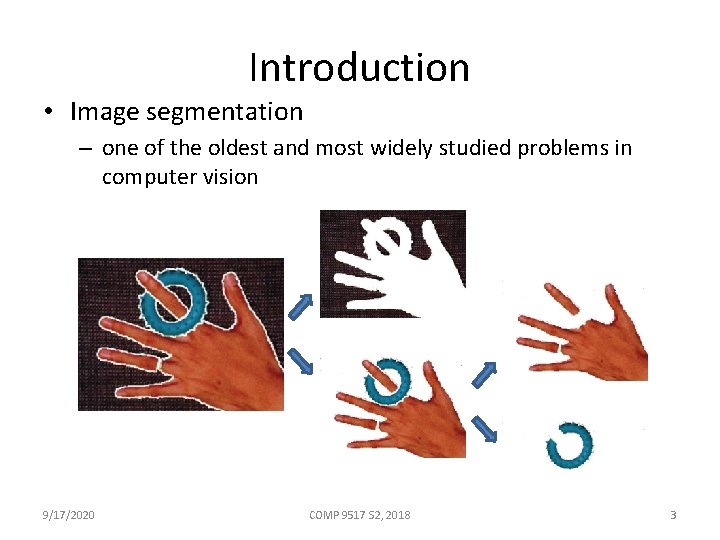 Introduction • Image segmentation – one of the oldest and most widely studied problems