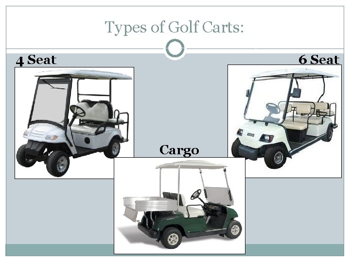 Types of Golf Carts: 4 Seat 6 Seat Cargo 