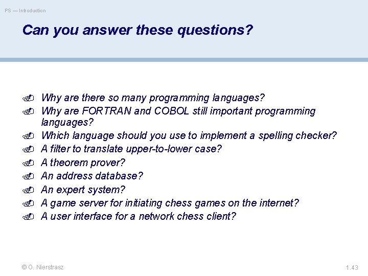 PS — Introduction Can you answer these questions? Why are there so many programming