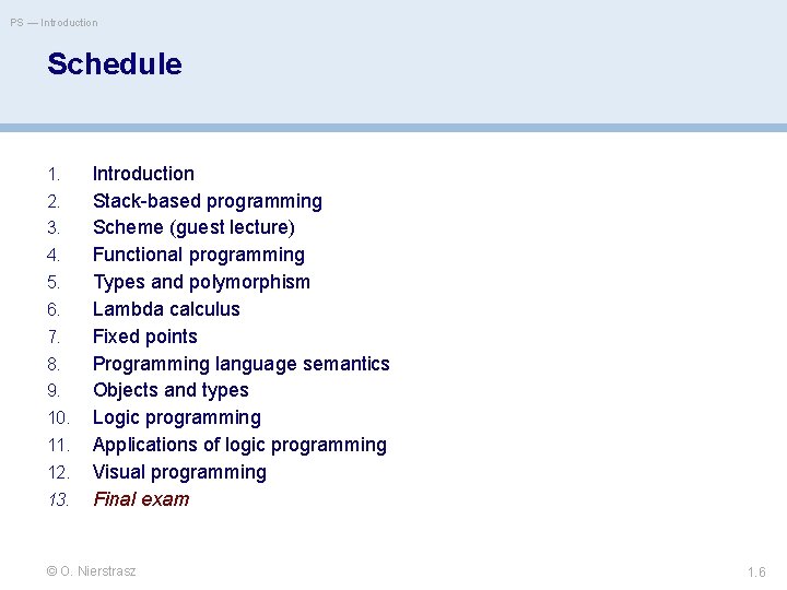 PS — Introduction Schedule 1. 2. 3. 4. 5. 6. 7. 8. 9. 10.