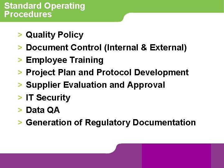 Standard Operating Procedures > > > > Quality Policy Document Control (Internal & External)
