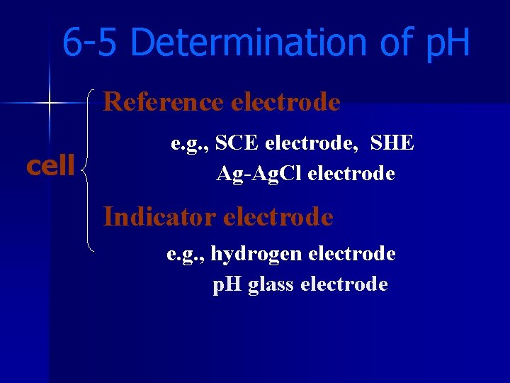 6 -5 Determination of p. H Reference electrode cell e. g. , SCE electrode,