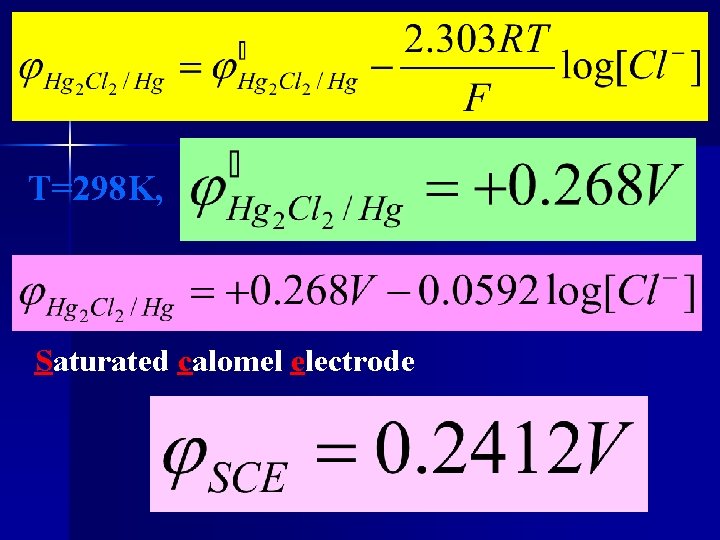 T=298 K, Saturated calomel electrode 