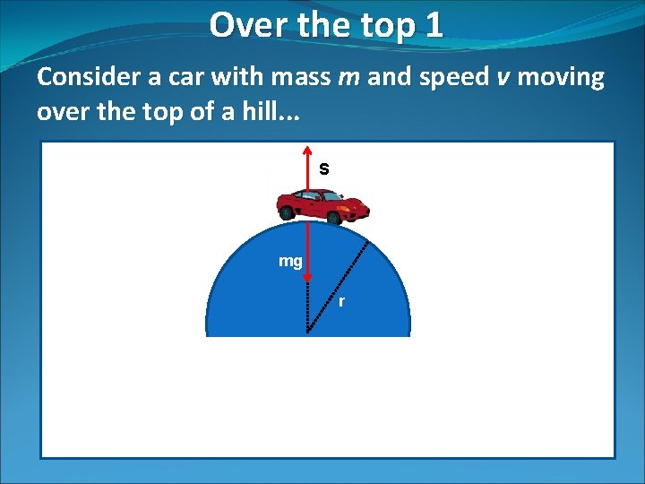 Over the top 1 Consider a car with mass m and speed v moving