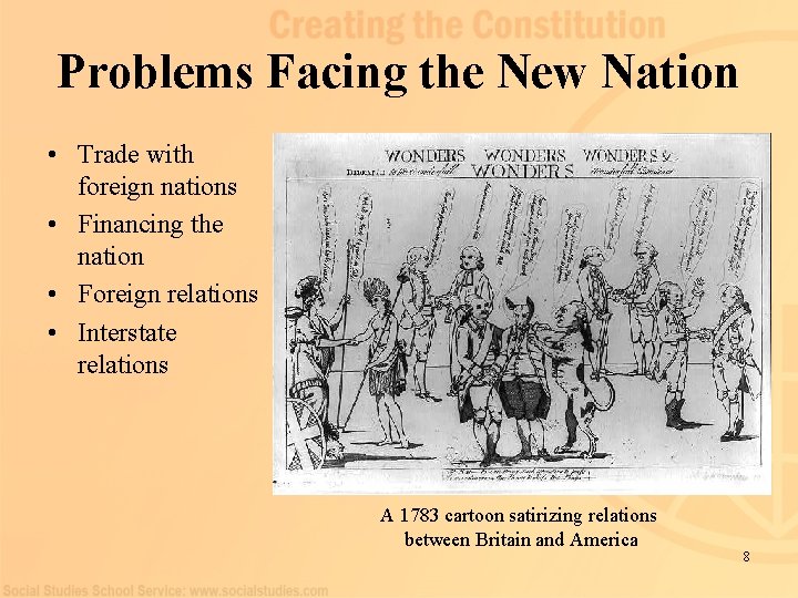 Problems Facing the New Nation • Trade with foreign nations • Financing the nation