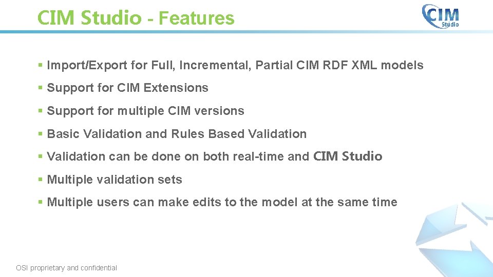 CIM Studio - Features § Import/Export for Full, Incremental, Partial CIM RDF XML models