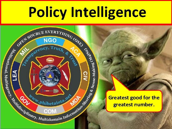 Policy Intelligence Greatest good for the greatest number. 