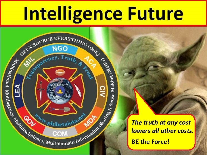 The truth at any cost lowers all other costs. BE the Force! 