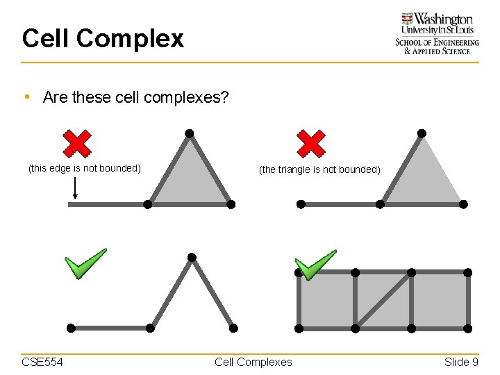 Cell Complex • Are these cell complexes? (this edge is not bounded) CSE 554