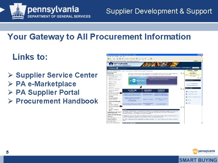 Supplier Development & Support Your Gateway to All Procurement Information Links to: Ø Ø