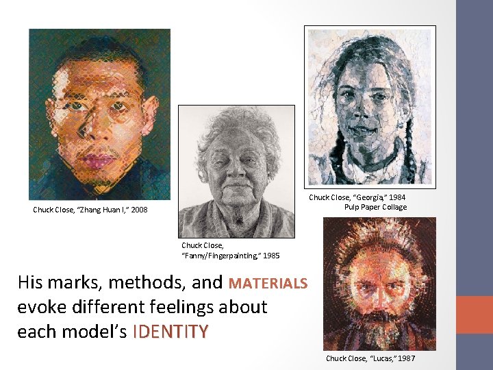Chuck Close, “Georgia, ” 1984 Pulp Paper Collage Chuck Close, “Zhang Huan I, ”