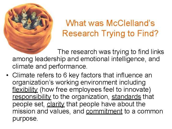 What was Mc. Clelland’s Research Trying to Find? The research was trying to find