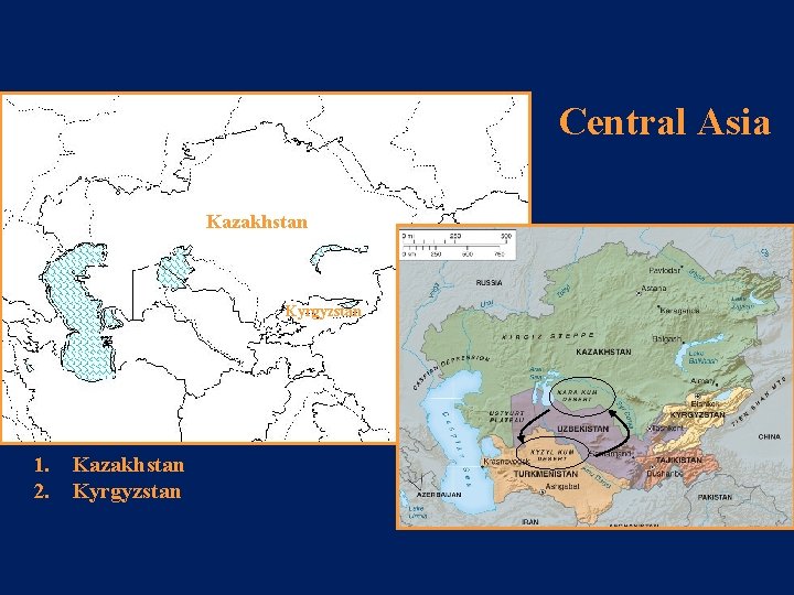 Central Asia Kazakhstan Kyrgyzstan 1. 2. Kazakhstan Kyrgyzstan 