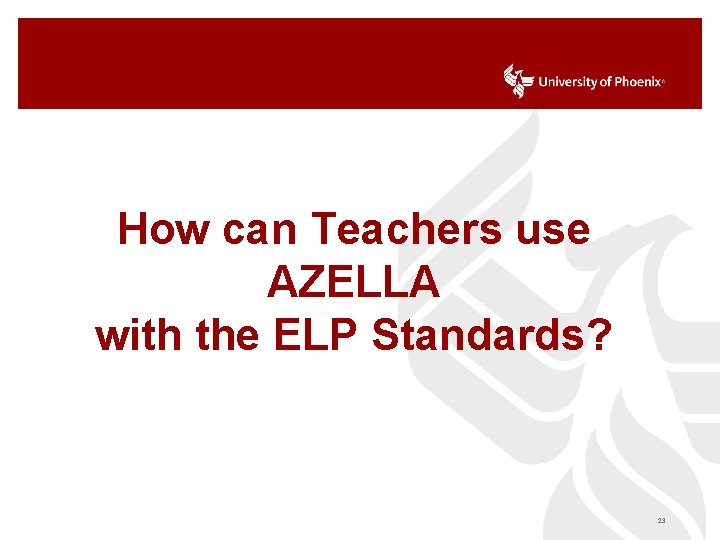 How can Teachers use AZELLA with the ELP Standards? 23 