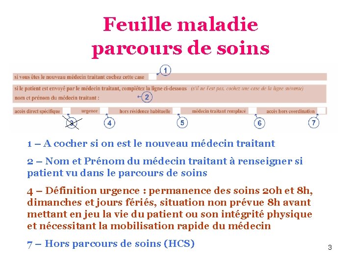 Feuille maladie parcours de soins 1 – A cocher si on est le nouveau