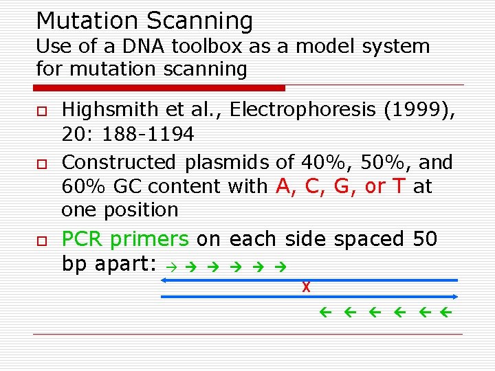 Mutation Scanning Use of a DNA toolbox as a model system for mutation scanning