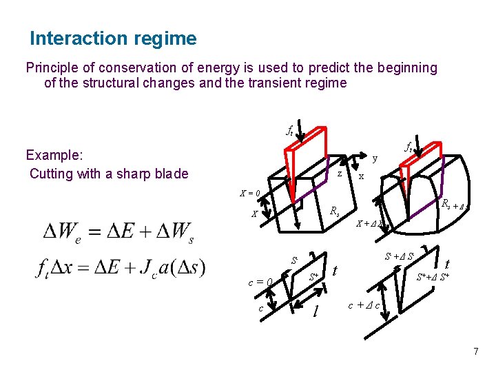 Interaction regime Principle of conservation of energy is used to predict the beginning of