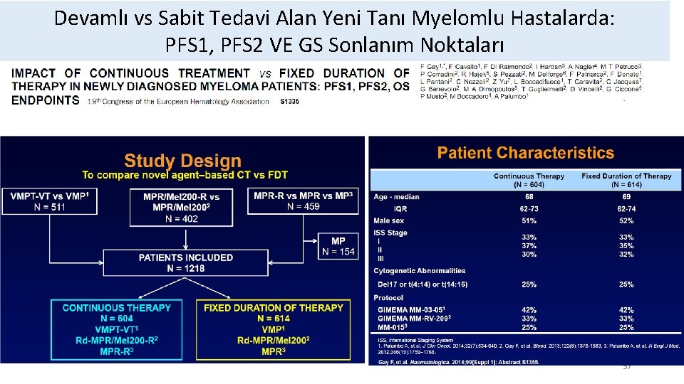 Devamlı vs Sabit Tedavi Alan Yeni Tanı Myelomlu Hastalarda: PFS 1, PFS 2 VE