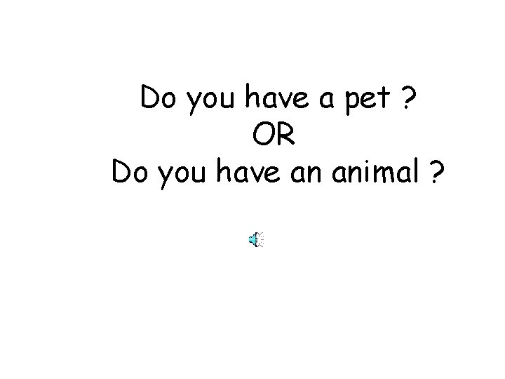 Do you have a pet ? OR Do you have an animal ? 