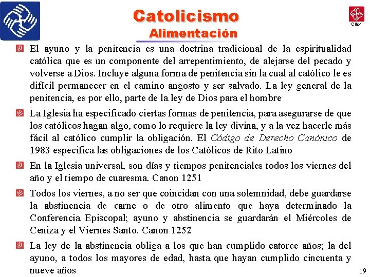 Catolicismo Alimentación Click El ayuno y la penitencia es una doctrina tradicional de la