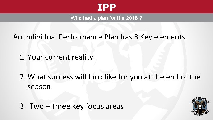IPP Who had a plan for the 2018 ? An Individual Performance Plan has