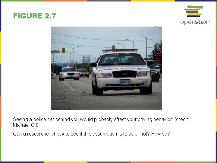 FIGURE 2. 7 Seeing a police car behind you would probably affect your driving