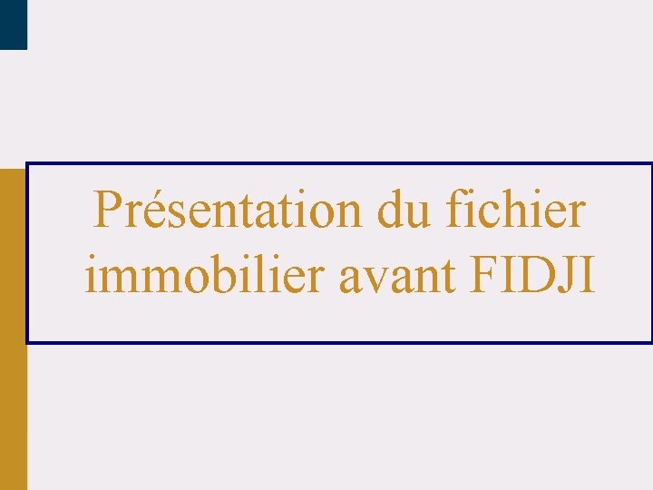 Présentation du fichier immobilier avant FIDJI 