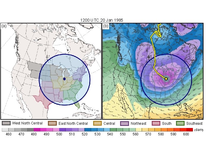 1200 UTC 20 Jan 1985 (b) (a) West North Central East North Central Northeast