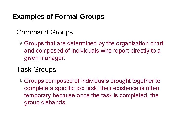 Examples of Formal Groups • Command Groups Ø Groups that are determined by the Examples of Formal Groups • Command Groups Ø Groups that are determined by the