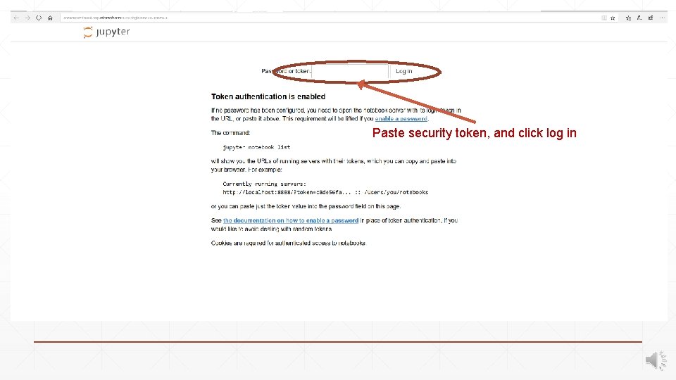 Paste security token, and click log in 