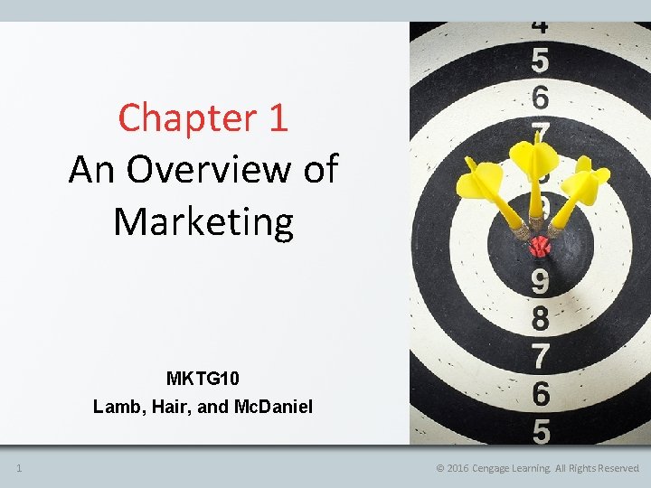 Chapter 1 An Overview of Marketing MKTG 10 Lamb, Hair, and Mc. Daniel 1